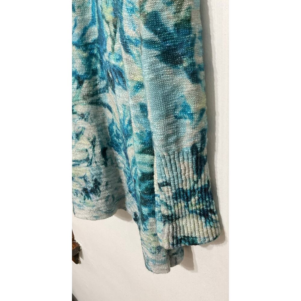 Soft Surroundings Sweater Blue Floral Pullover Tunic Long Sleeve Womens Large - Picture 5 of 8